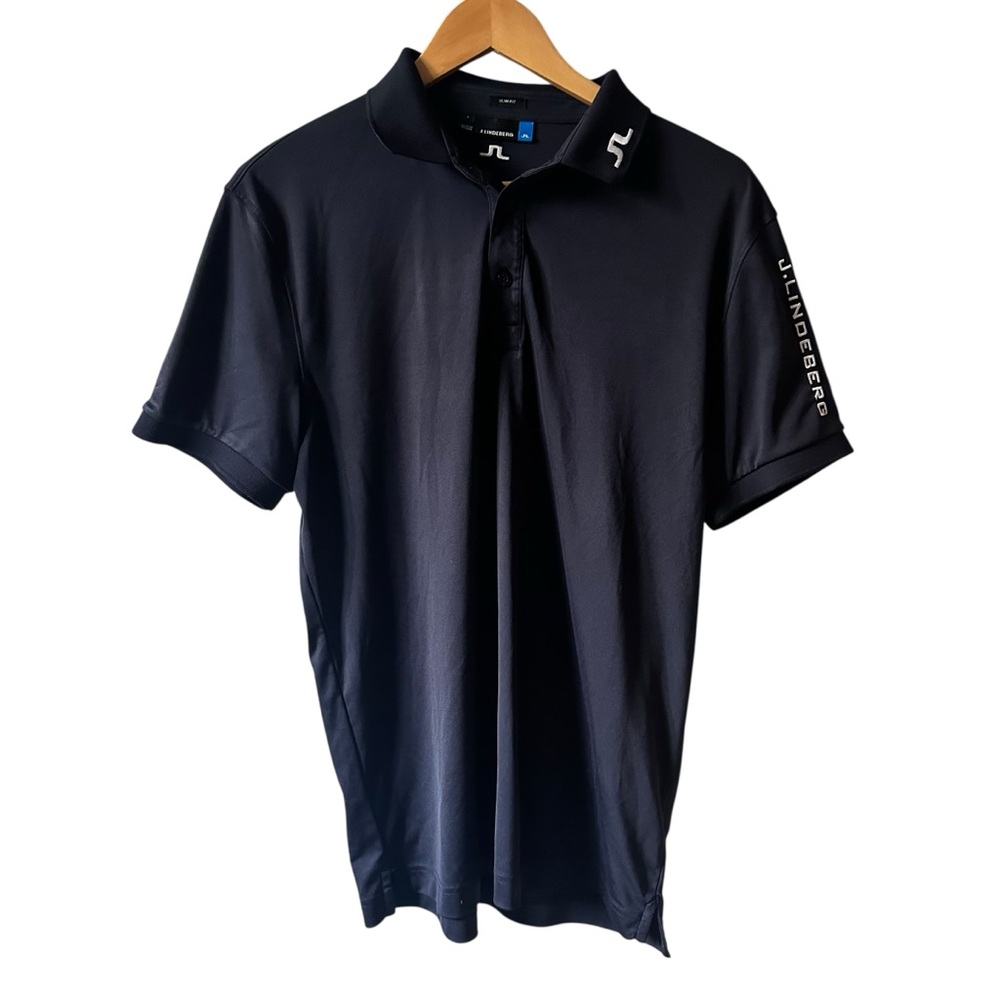 J. Lindeberg Tour Tech Polo Shirt Blue Slim Fit Size Large